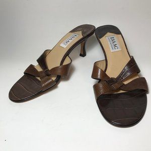 Isaac Mizrahi Heels in Textured Brown Leather -8M